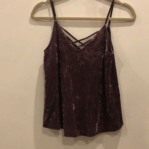Crushed velvet criss cross tank top
